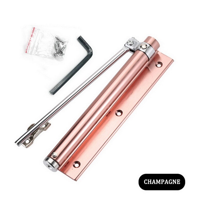 Door Closer Single Spring Strength Adjustable Surface Mounted Stainless Steel Automatic Closing Rated Door Hardware: Champagne