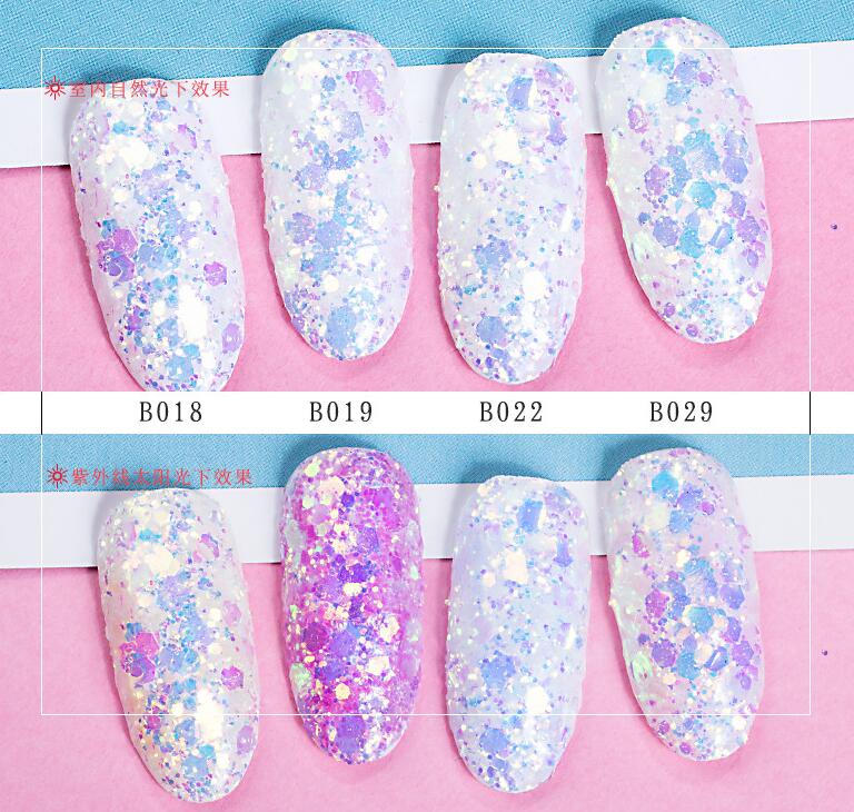 Mafanails 8jar/Set 3G Gevoelige Nail Pailletten Glitters Licht Meekleurende Kleur Veranderende Nail Pailletten 3D Nail Decoraties Vlokken