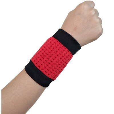1pc män elastiskt andningsbart armband sport svettband handband för gym volleyboll tennis svett handledsstöd omslagsskydd: Svart röd