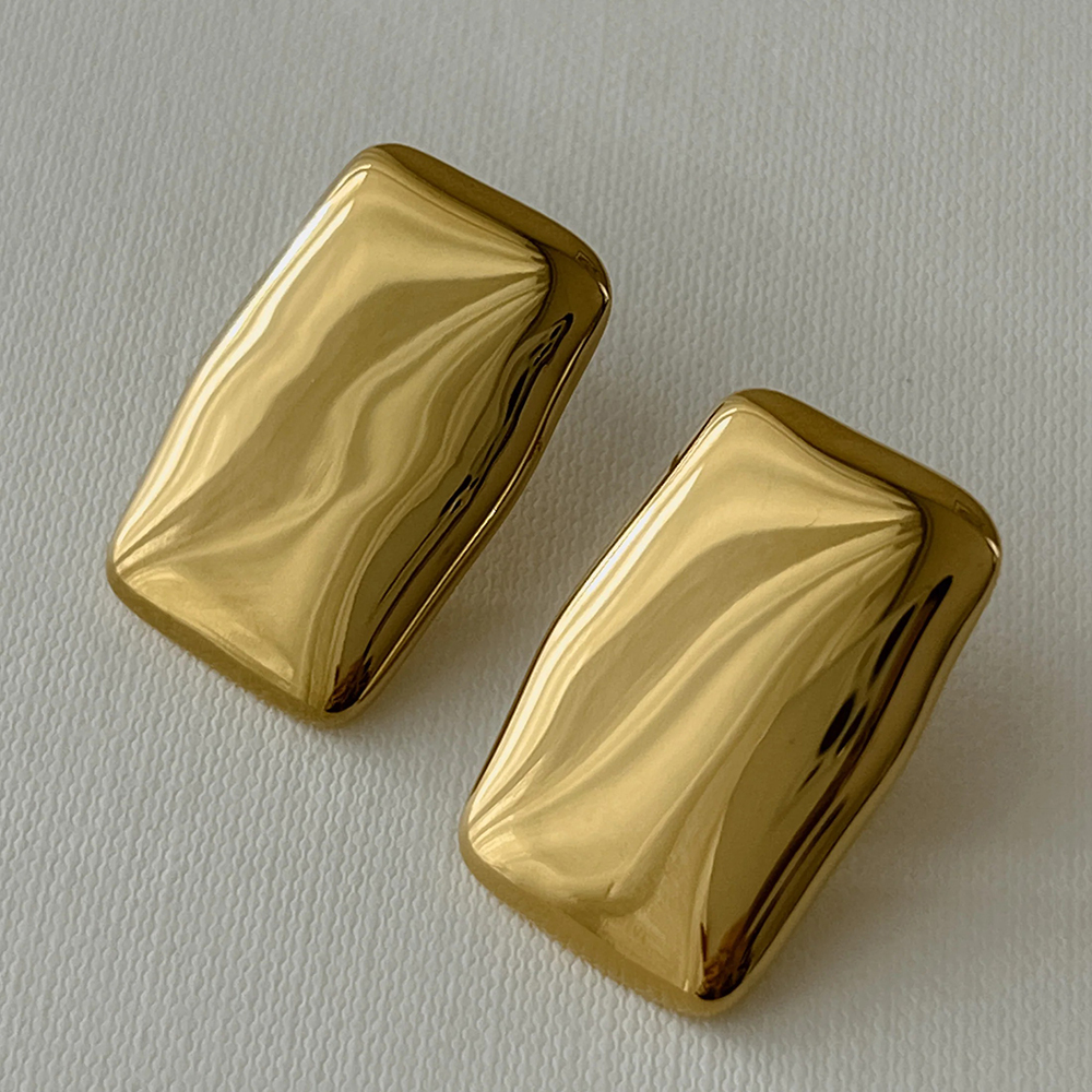 Pendientes geométricos con textura de acero inoxidable para mujer, aretes con nudo torcido chapado en oro de Metal liso, joyería Vintage llamativa: Rodio plateado