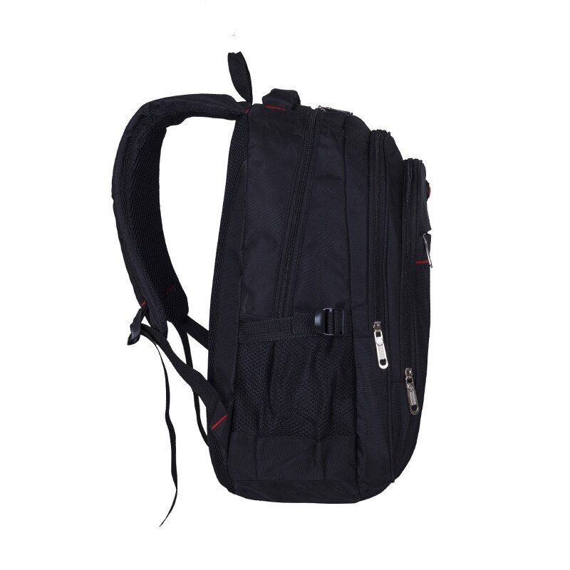 Mochila negra de Nylon de gran capacidad, mochilas escolares para estudiantes de secundaria, para hombres y adolescentes, mochila grande de estilo universitario