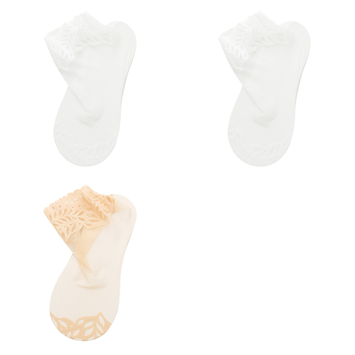 Calcetines de encaje transparentes para mujer, medias antideslizantes de malla de Color sólido, invisibles, para verano, 3 pares, 2022: 3 pairs B