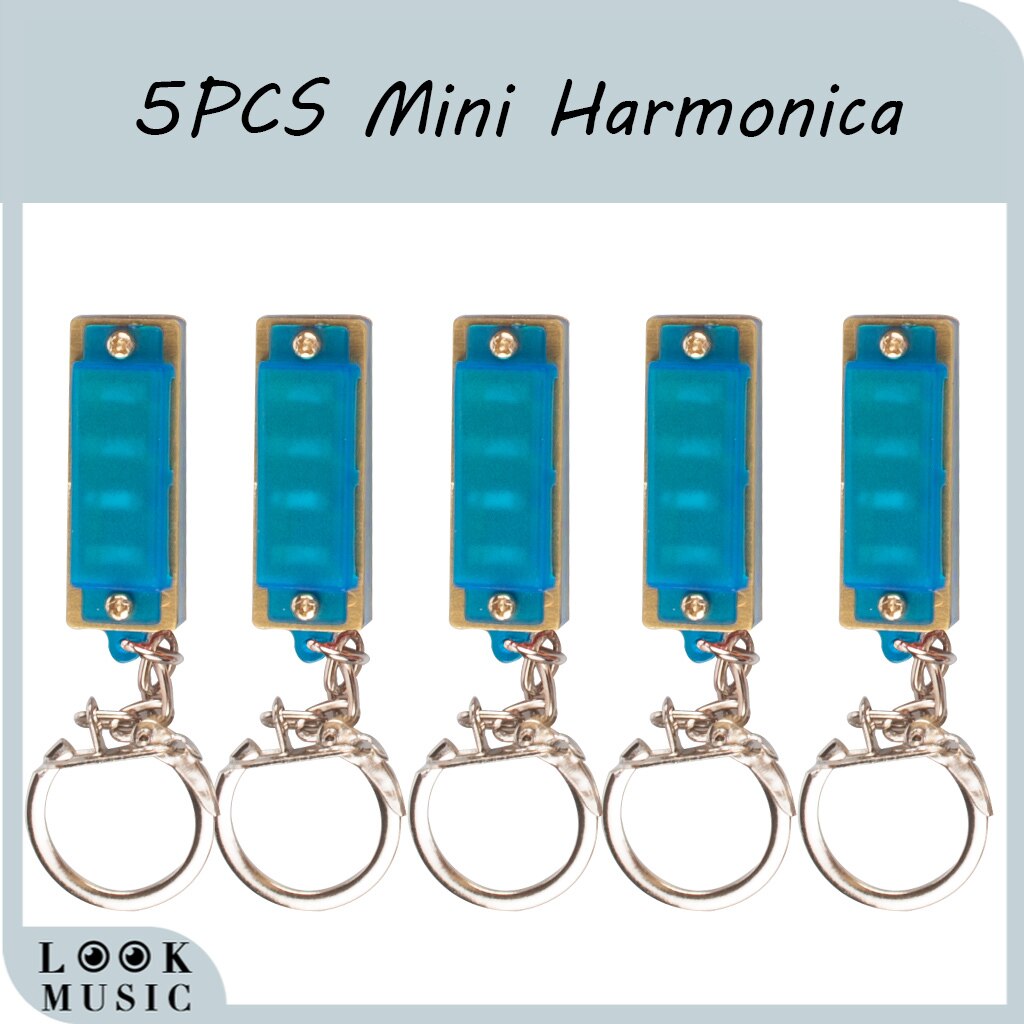 5Pcs Leuke Mini Harmonica 4 Hole 8 Tone Kinderen Muziekinstrument Harmonica Sleutelhanger Creatieve Cadeaus