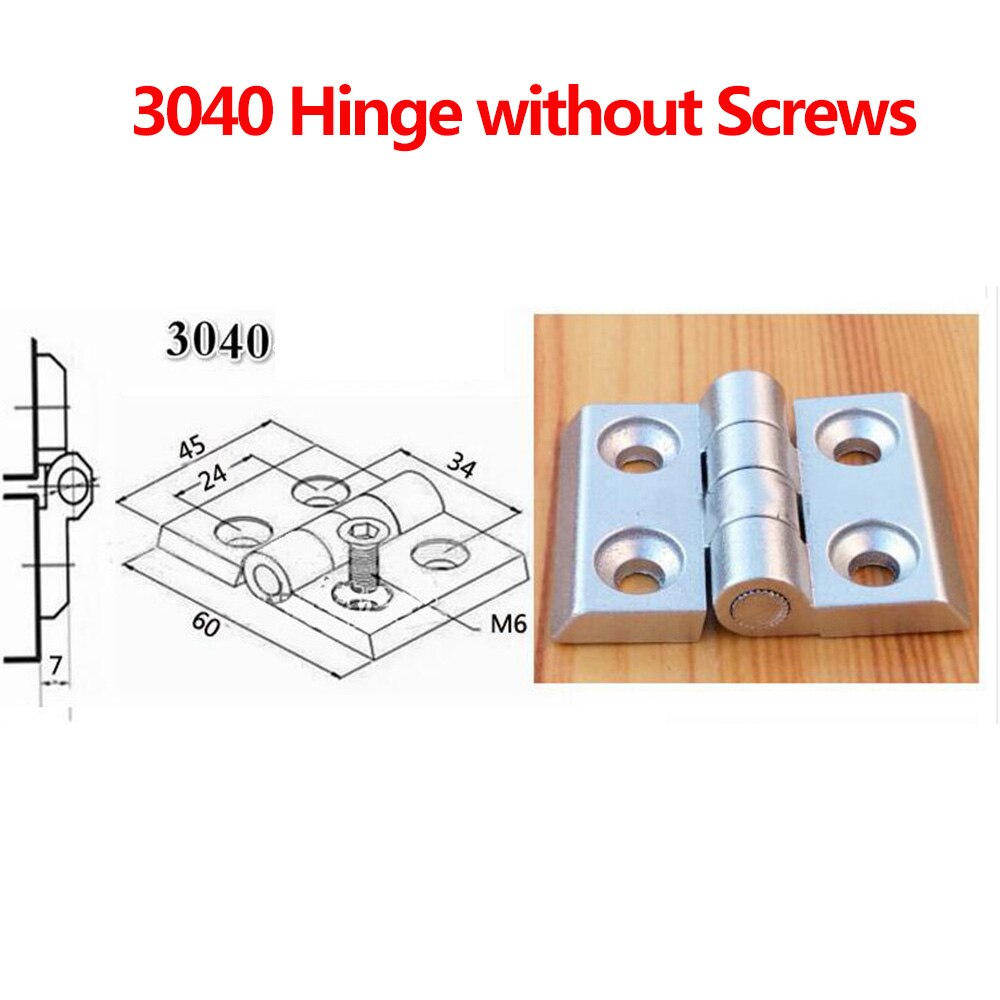 Bisagra metálica de perfil de aluminio, bisagra de aleación de Zinc con tornillos opcionales, 1 unidad, , 3030, 3040, 4040: 3040 Hinge
