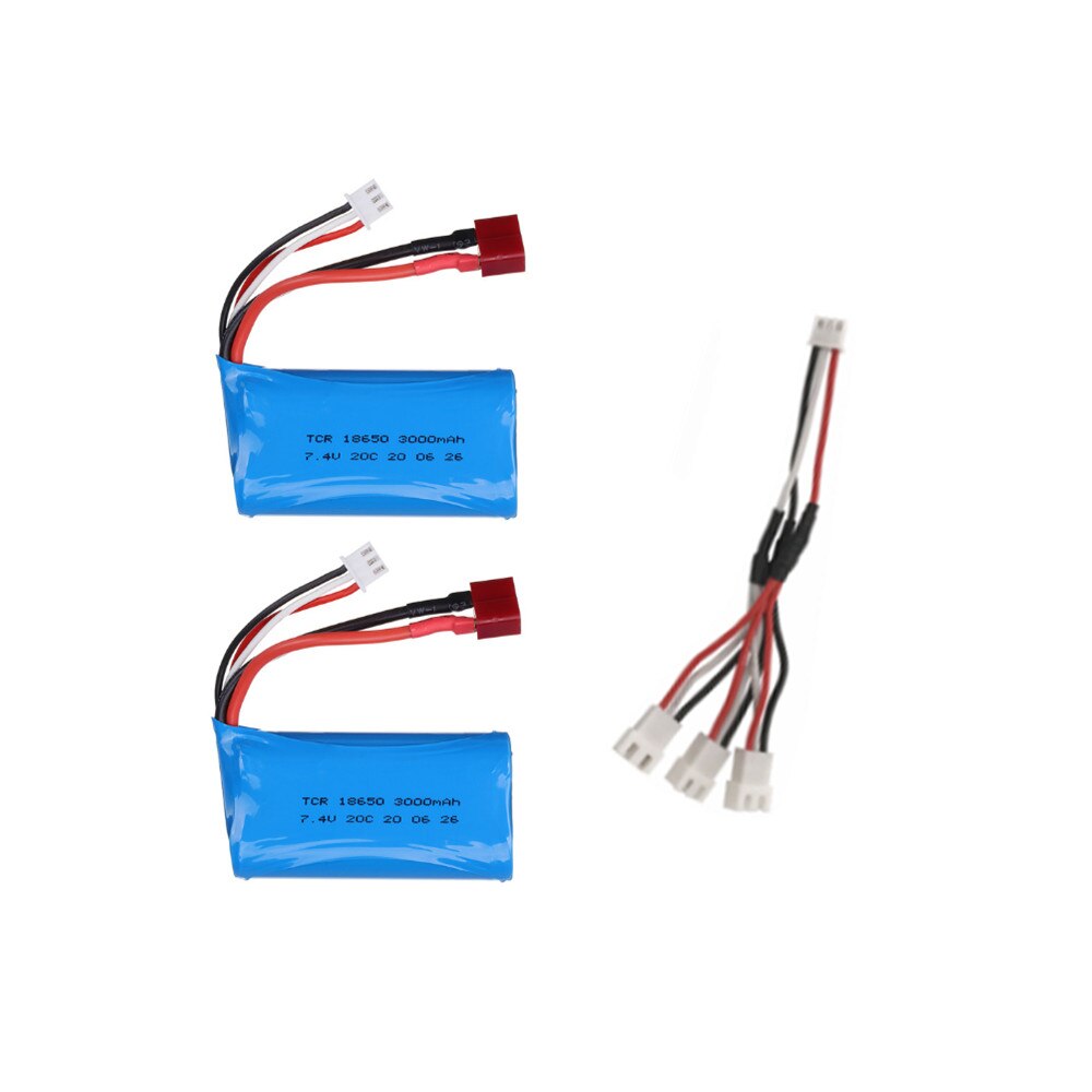7.4V 3000mAh lipo Battery 18650 for Q46 Wltoys 10428 /12428/12423 RC Car Spare Parts 7.4V 2S battery with charger for toys parts: Burgundy