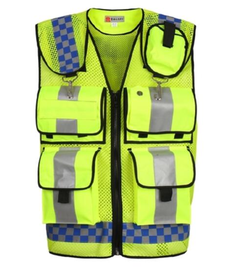 Chalecos de policía señal reflectante de seguridad ropa de trabajo construcción rejilla Chaleco de alta visibilidad chaqueta ropa de seguridad