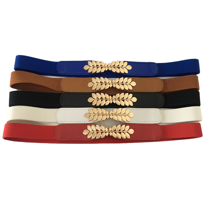 Women Waist Belt Narrow Stretch Dress Belt Thin Buckle Waistband