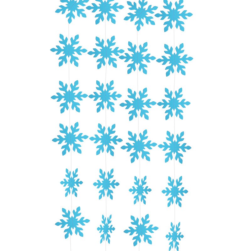 Snefnug form bunting banner jul hvid blå papir guirlande til vinterfest juleår hængende guirlande dekoration: S03