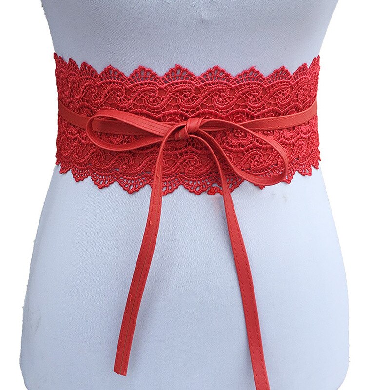 Belts for Women Wedding Dress Female Waist Band Black White Wide belt leather Corset Lace Self Tie Obi Cinch Waistband