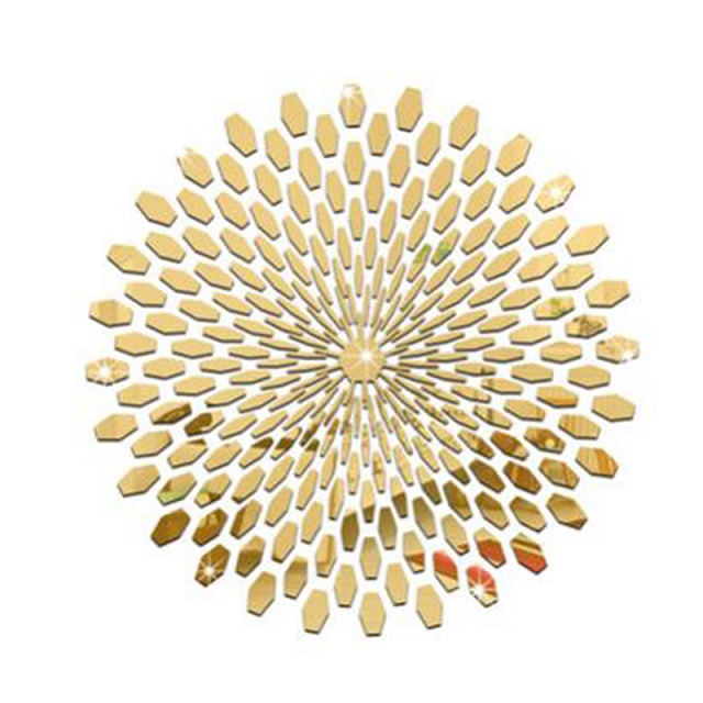 DIY sol estéreo 3D acrílico espejo pared adhesivo Mural extraíble calcomanía arte Mural hogar dormitorio decoración de fondo de tv decoración del hogar: Gold