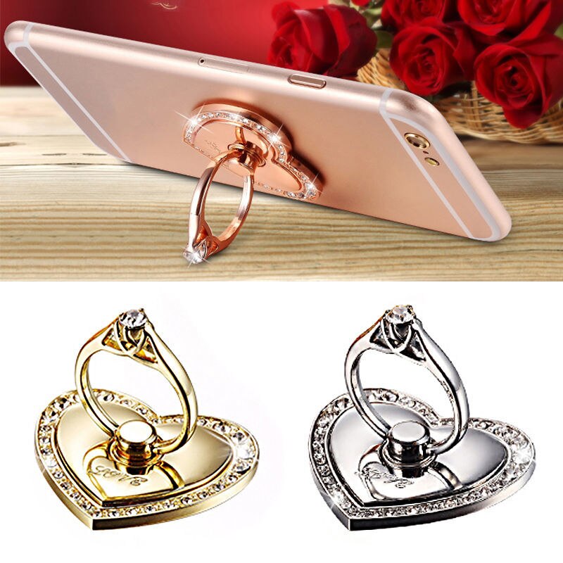 Big Love Phone Holder Full Metal Ring Buckle Diamond Phone Stand 360 Degree Mobile Phone Stand Holder
