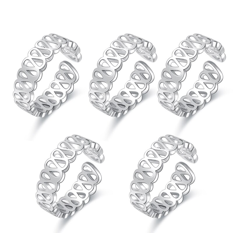 8PCS Tail Foot Ring Adjustable Open Toe Rings Set for Women Girl Summer Beach Vacation Kunuckle Jewelry Finger Ring: Style A