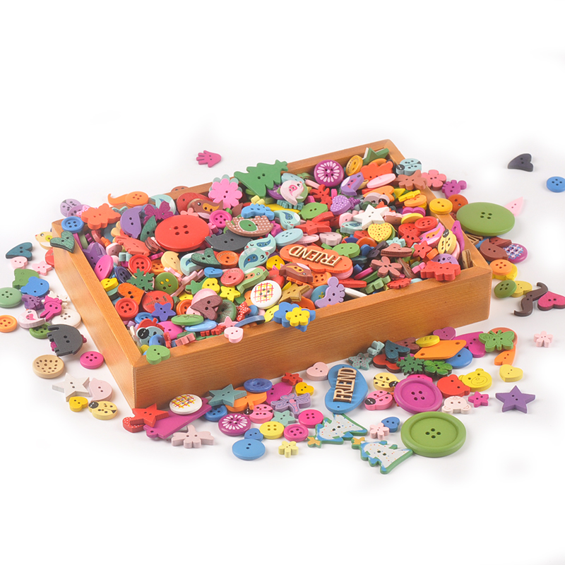 Botones de madera pintada para ropa DIY para niños, botones para manualidades, accesorios de costura, M2471 decoración del hogar, 30 Uds.