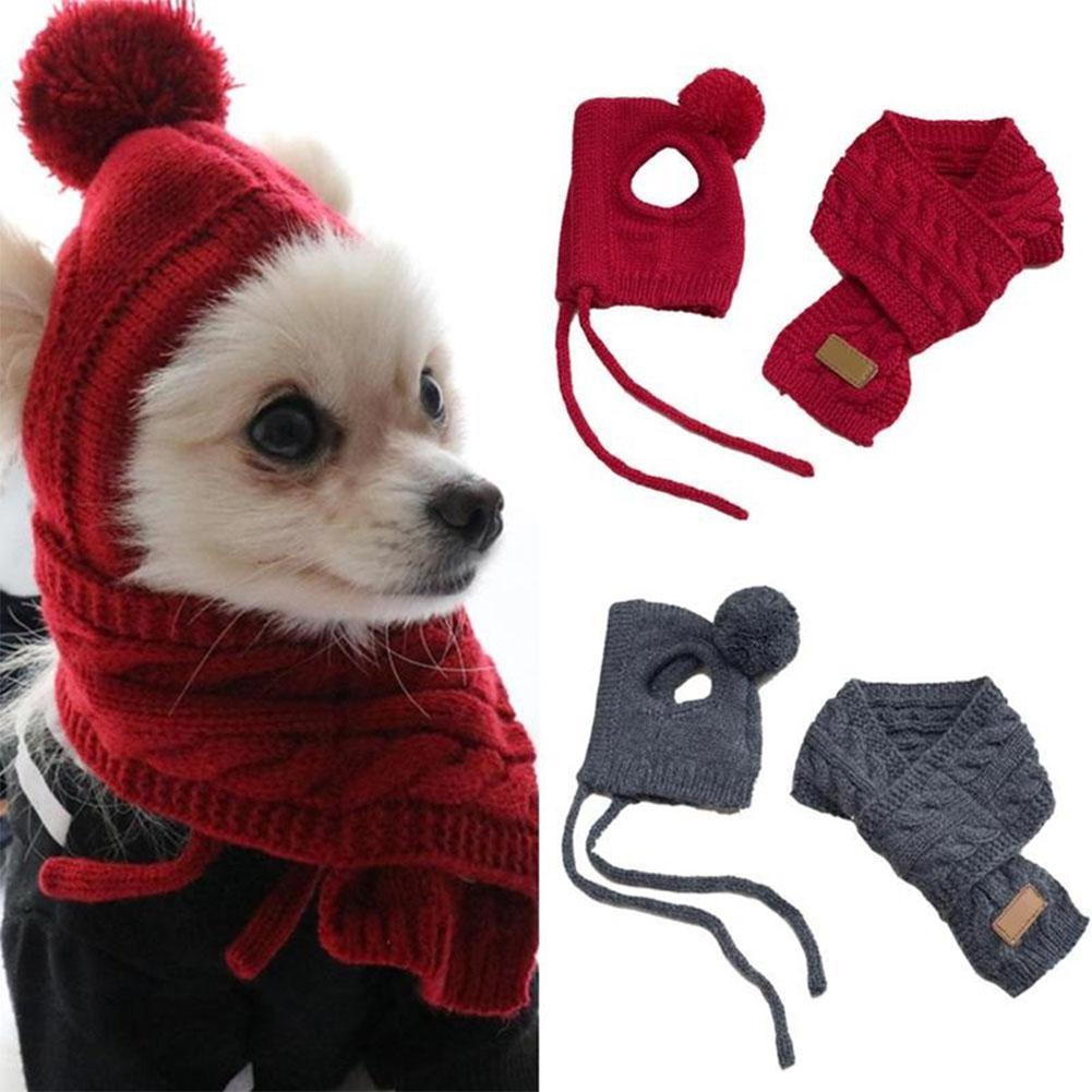 invierno cálido sombrero para mascotas bufanda Set gorros para perros productos para mascotas divertida gorra para perro Cosplay para Chihuahua accesorios para cachorros
