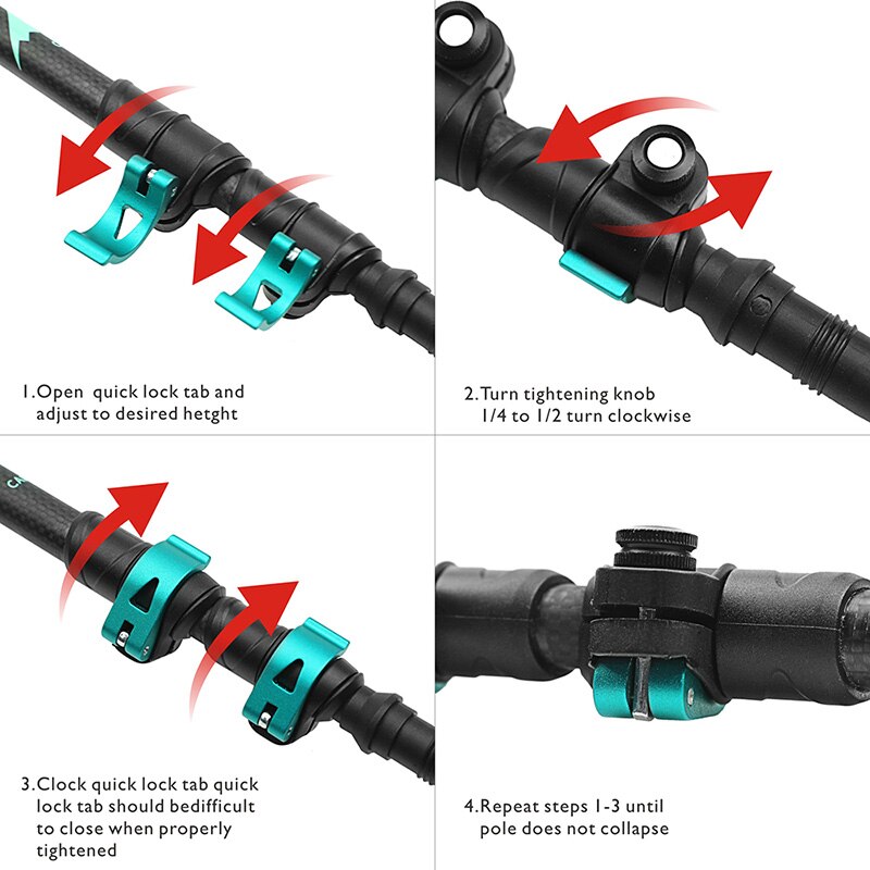 Hitorhike 195g/pc Carbon Fiber Lightweight Trekking Pole Adjustable Telescopic Hiking Walking Stick 3 Section For Camping Hiking