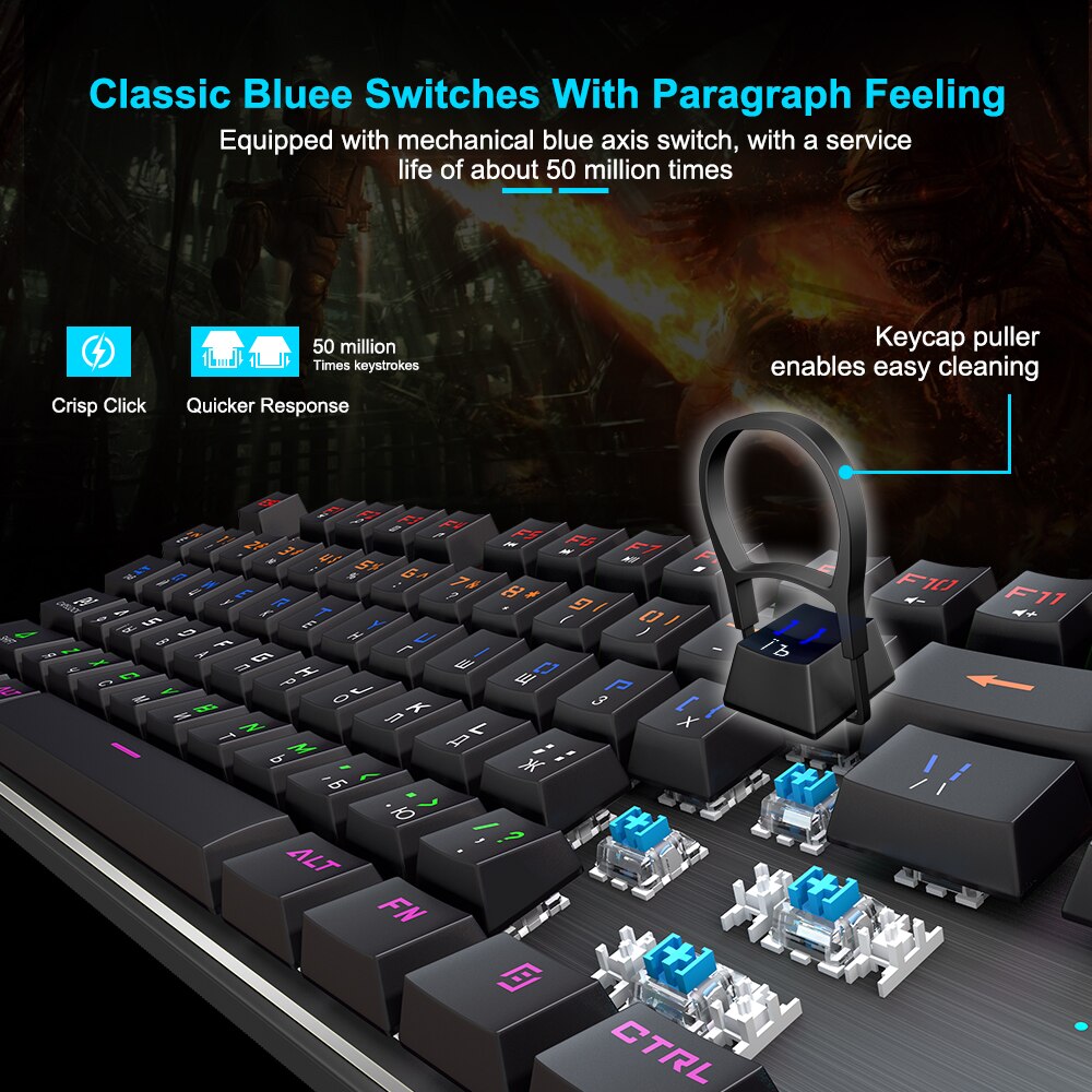 Gaming Keyboard Mechanical Keyboard Backlight RGB Backlit Game Keyboards Russian Keycaps for Gamer PC Computer Gaming Keyboard