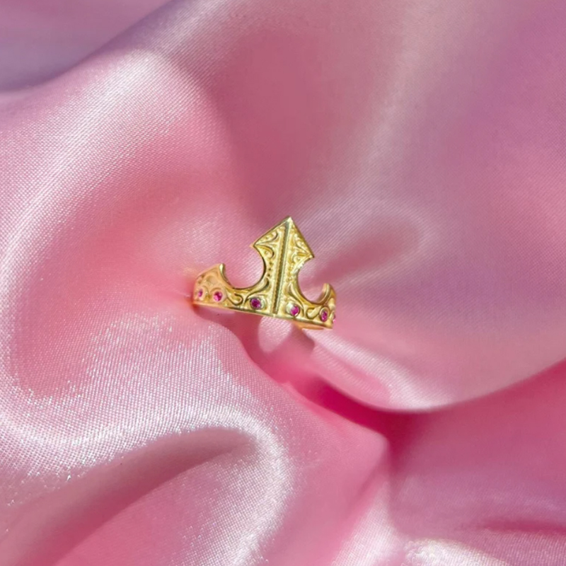 Anillo de Aurora De La Bella Durmiente para mujer y niña, accesorio de joyería de compromiso, chapado en oro, anillo de corona de princesa ajustable, para ella