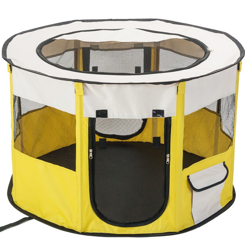 Portable collapsible dog cage, cat house, pet cage, puppy fence, small kennel, breathable tent, car kennel, outdoor large dog ho: yellow / S-72cmx40cm