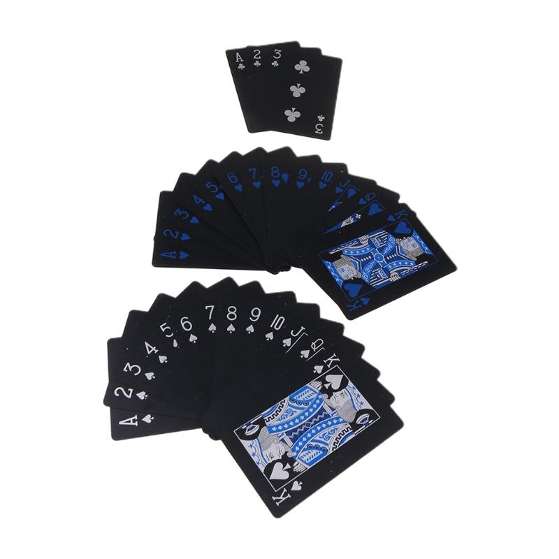 Waterproof Plastic Poker Playing Cards, Black PVC Poker Table Cards Classic Magic Tricks Tool Deck (54pcs)