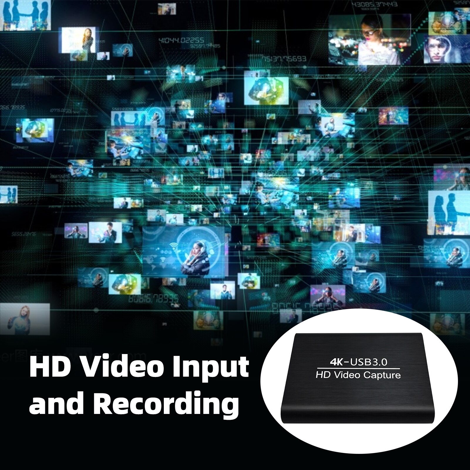 4K HD Video Capture Card USB3.0 1080P 60FPS OBS Game Recorder Device with MIC In Audio In/Out Interface Plug and Play