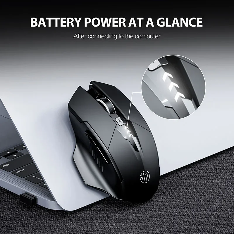 INPHIC F1 2,4G ratón inalámbrico 500mAh ergonómico recargable pantalla de energía Oficina hogar silencioso ordenador portátil de escritorio Universal