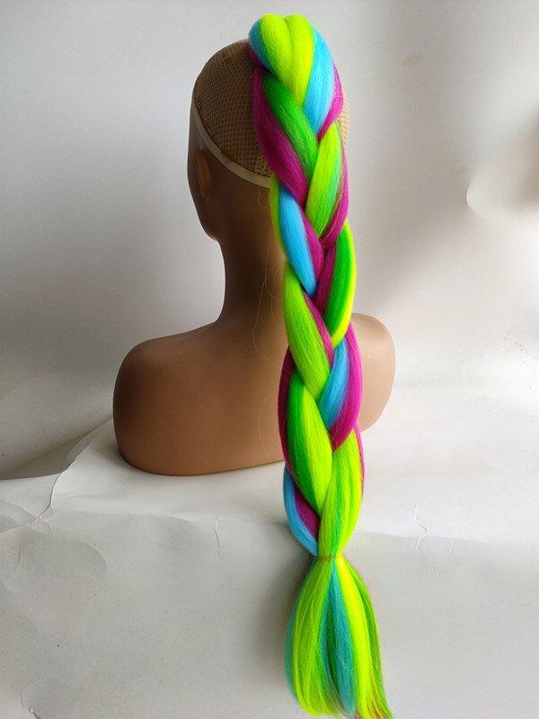 Hywamply 24" Synthetic Jumbo Braid Hair Extension African Braiding Attachment for Twist Box Dread Braids Blend Ombre Candy Color: Y7