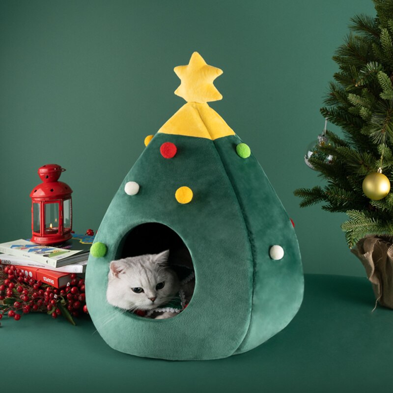 3 Stijlen Kat &amp; Hond Huis Kerst Huisdier Slapen Bed Voor Katten Winter Zachte Kleine Honden Bedden Kitten Cave Huis nest Puppy Mat Producten: Christmas tree / S