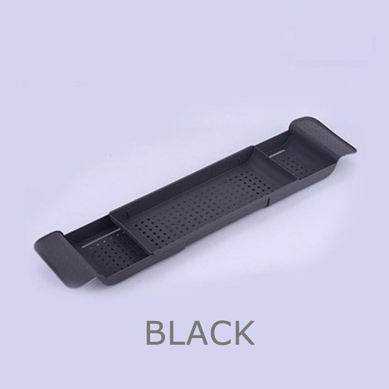 Bath Shelf over Bath Tray Plastic Bath Caddy Bath Rack Bathtub Board Adjustable Bathtub Tray Phone Holder Bathroom Accessories: black
