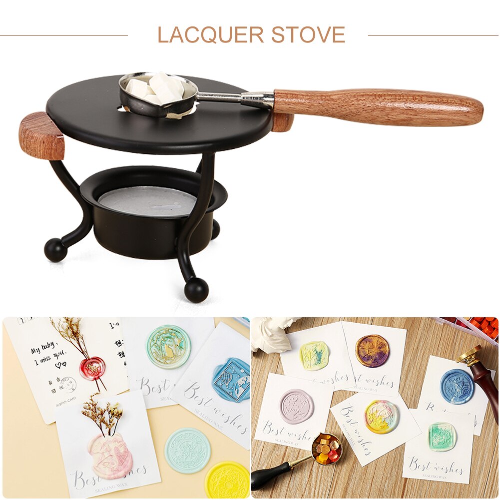 Herten Vorm Retro Lakzegel Stempel Stok Zegellak Oven Warmer Wax Sticks Smelten Lijm Oven Tool Kleine En Draagbare kachel
