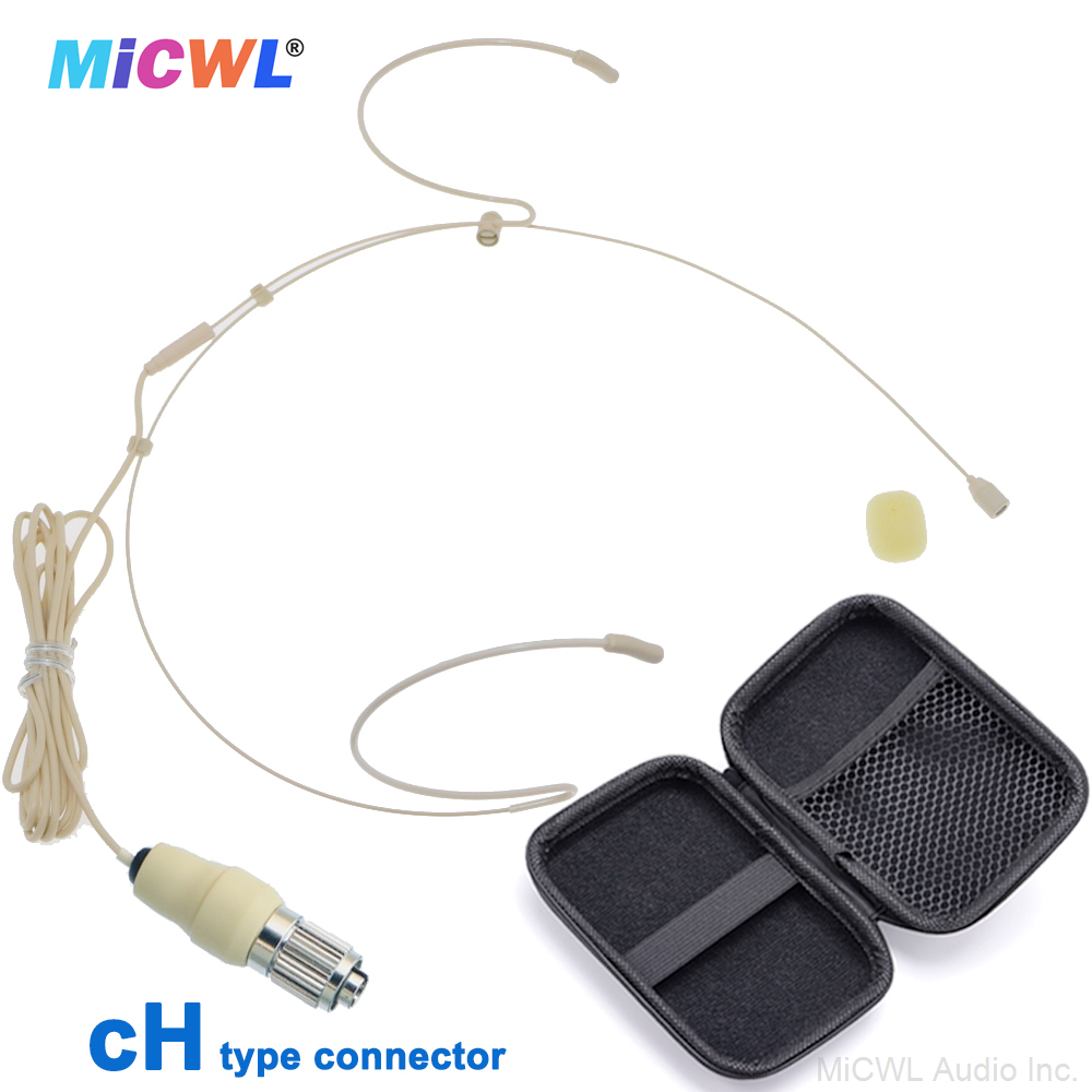 Beżowy HM200 ukryty Mini mikrofon z podwójnym zestaw słuchawkowy dla Shure Sennheiser AKG MiPro Audio-Technica Wirelss etui z suwakiem z paskiem: BŁĘKITNA