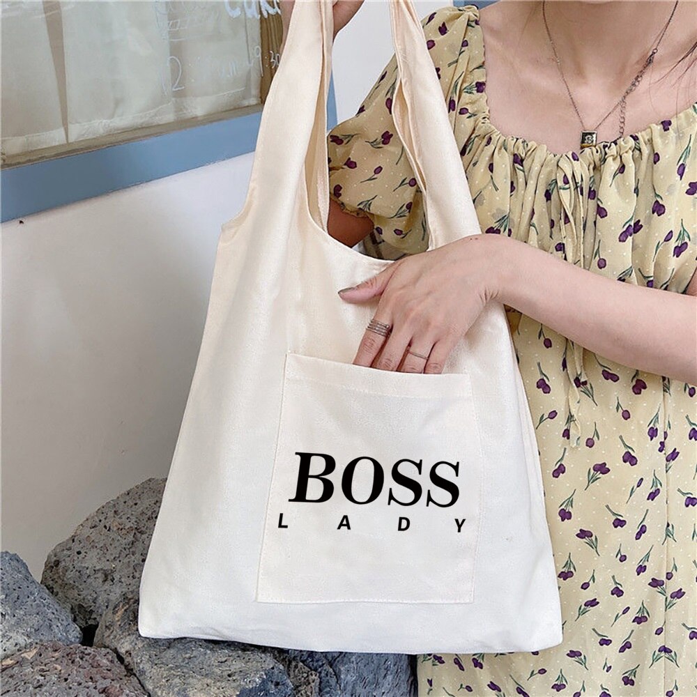 Vrouwen Boodschappentassen Canvas Forens Vest Bag Herbruikbare Kruidenier Handtassen Eco Messenger Tote Shopper Tas: Text 010