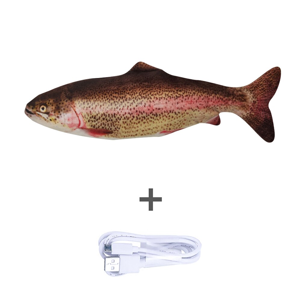 30/34CM Electronic Pet Cat Simulation Fish Toy USB Battery Charging Cat Chewing Playing Toy Biting Supplies Dropshiping: E with USB cable
