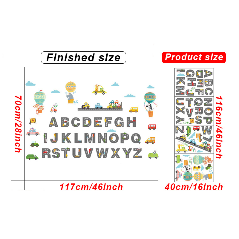 Alphabet Cartoon Wall Stickers Decor DIY Removable Decals for Nursery Kids Baby Room Early Education Kindergarten Posters: Default Title