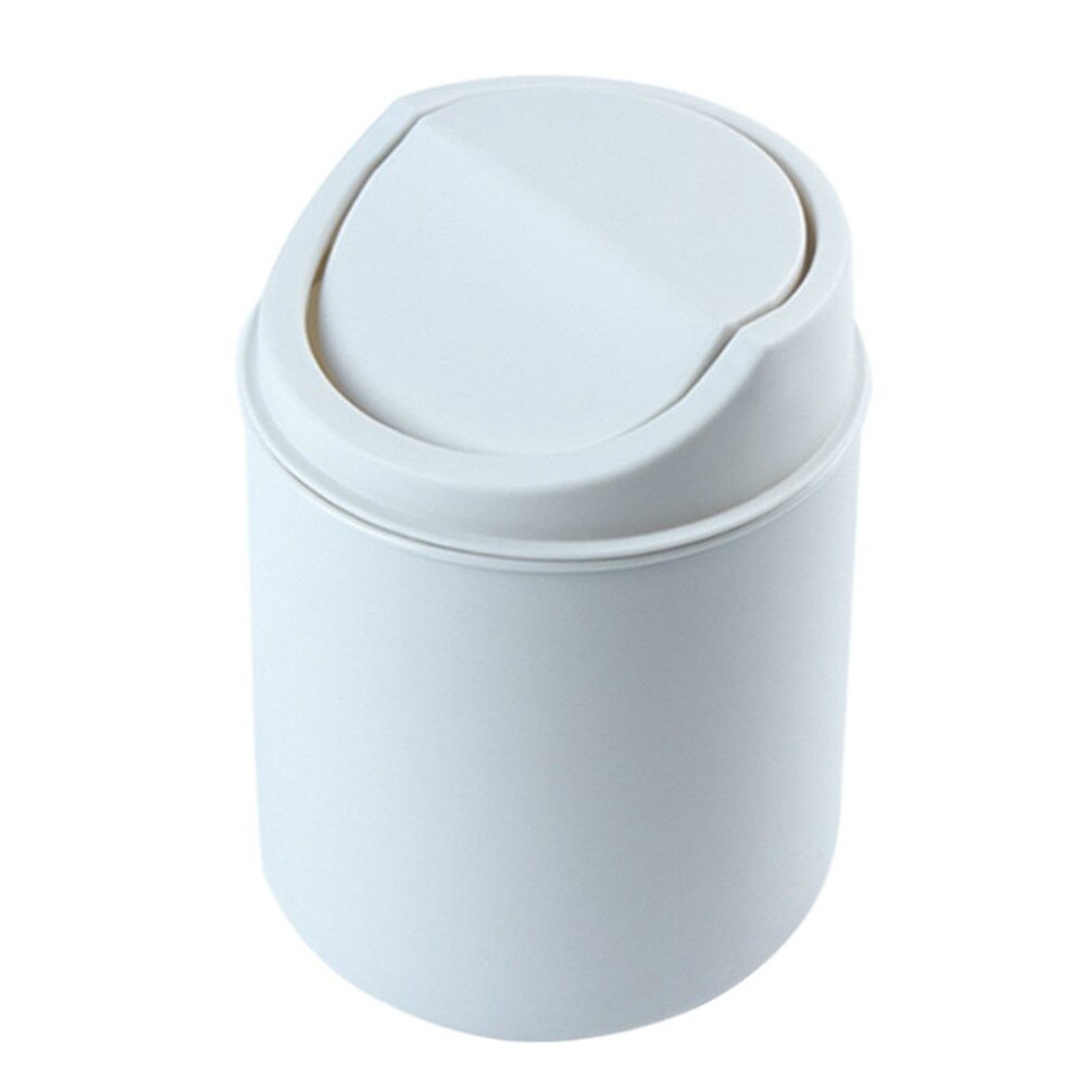 Desktop Waste Bins Trumpet Desktops Mini Covered Kitchen Living Room Trash Can Rolling Cover Type Desktop Dustbin 32: white