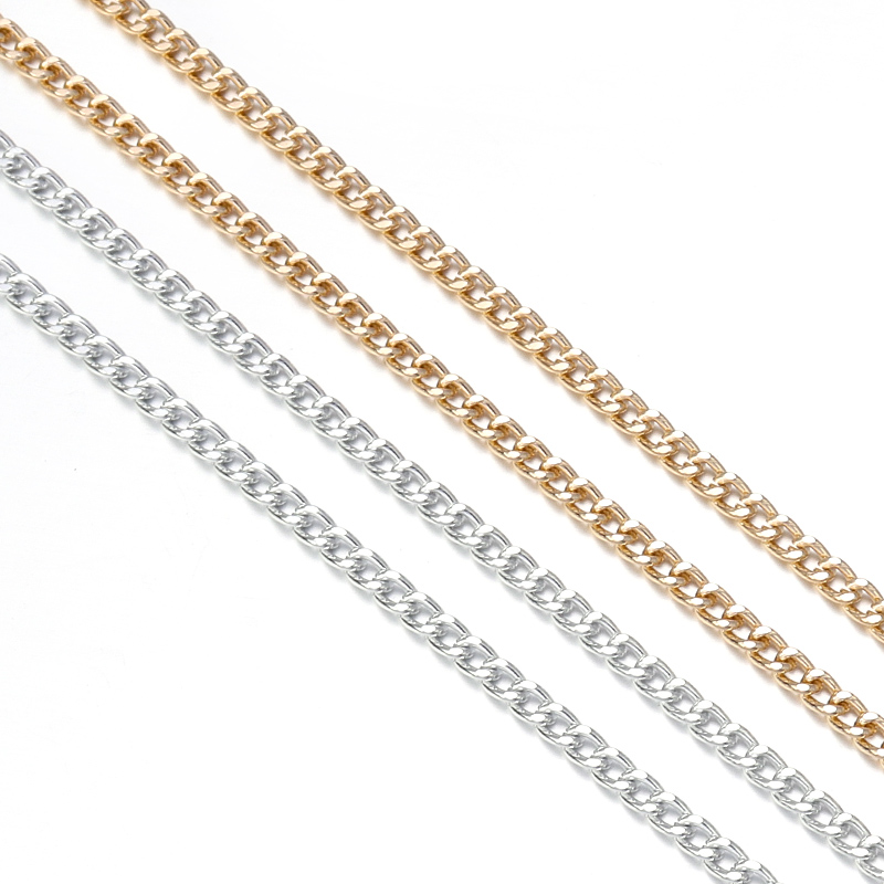 Cadenas en forma de O de aluminio y Metal, 5 yardas/rollo, cadena giratoria de Color dorado y plateado para hacer joyería DIY, suministros de accesorios para bolsas de ropa