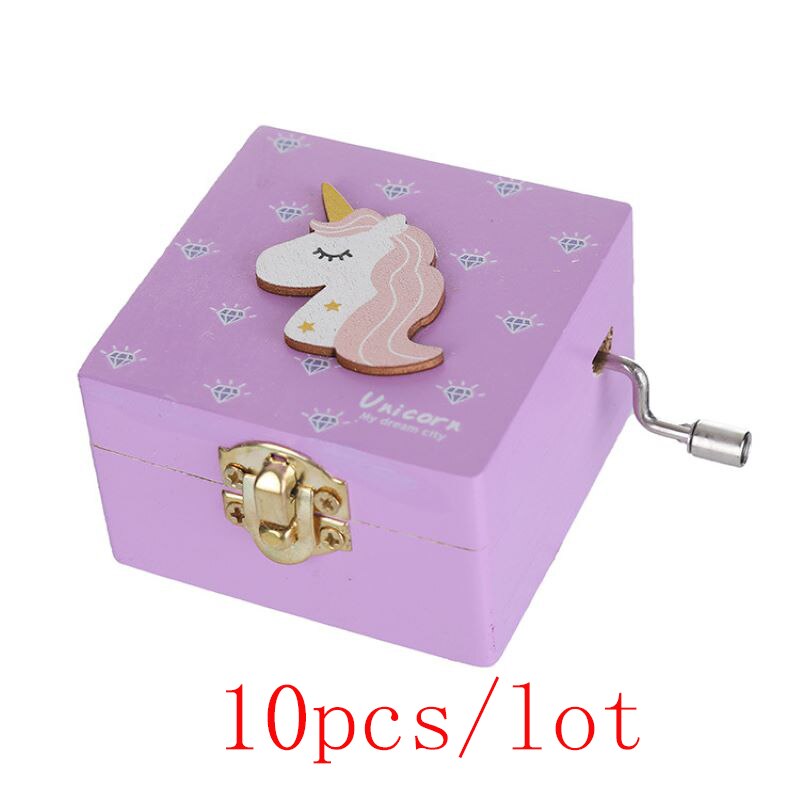 Caja Musical de madera para niños y niñas, 10 Uds., caja de de recuerdo de cumpleaños
