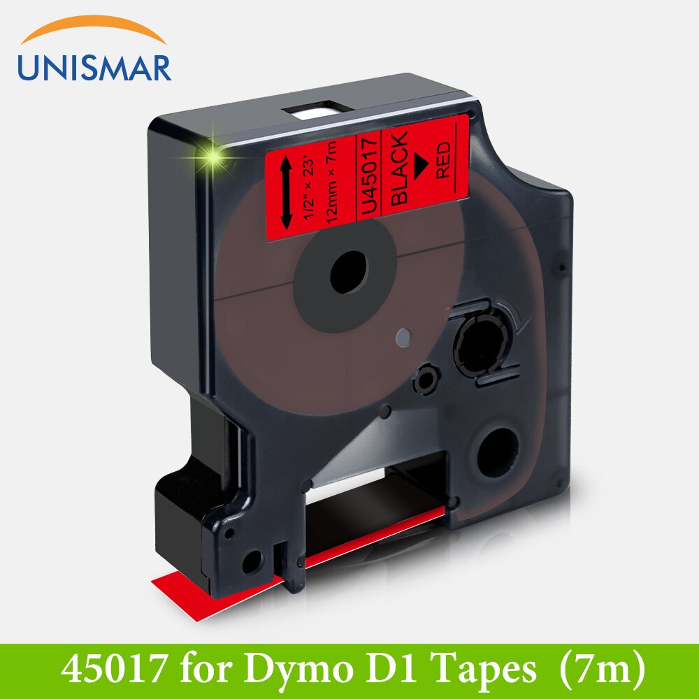 Unismar Multicolor 12mm taśmy etykietowe dla Dymo D1 45013 45010 45016 45017 45018 45019 kompatybilny Dymo D1 etykieta menedżera 160 280 210: Black on Red
