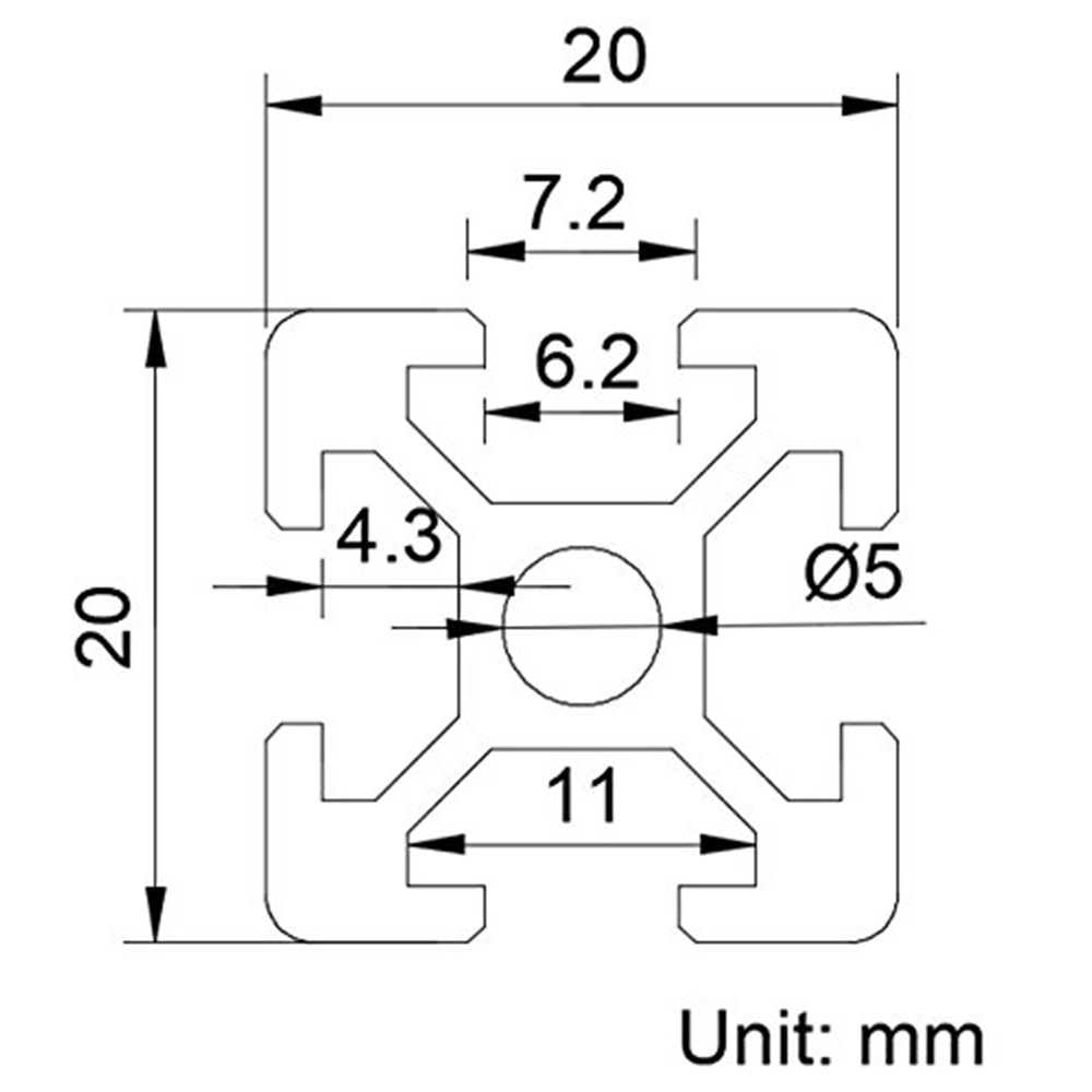 2 stück 20x20 T Slot 6mm CNC Europäischen Standard Schiene Aluminium Extrusion Profil für DIY 3D Drucker freies cut