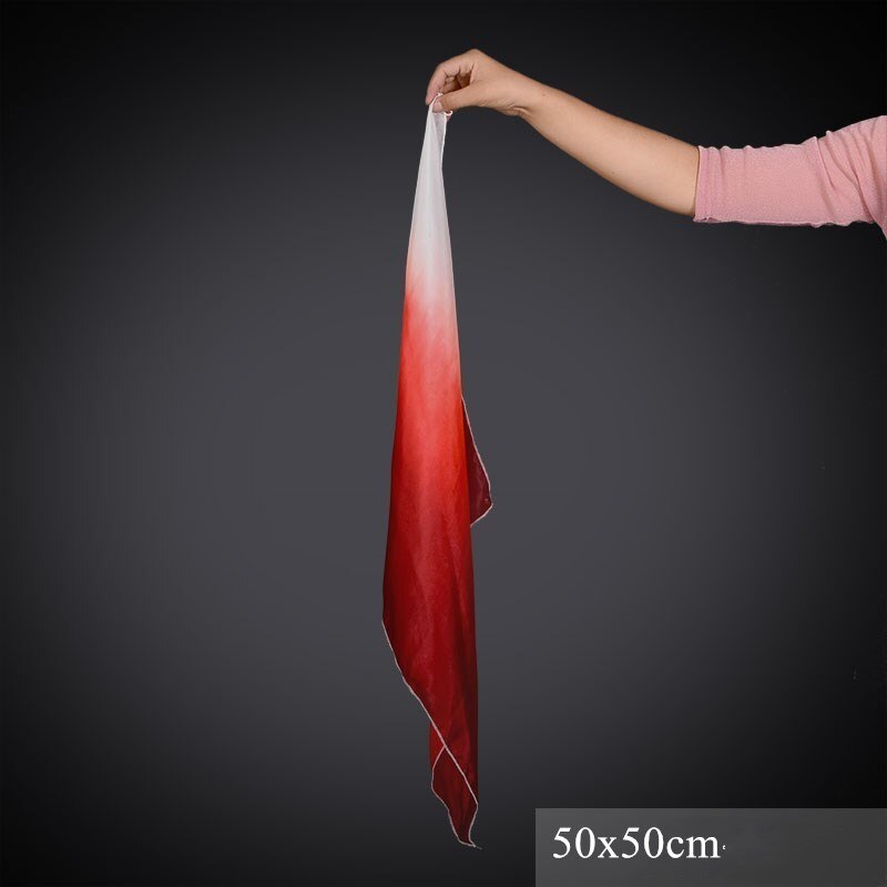 Burgundy White Silk Veil One Pair Women Large Colorful Flowy Silk Dance Flutter Fan Veil Hand Painted Flag Streamer Belly Dance: S / Yellow