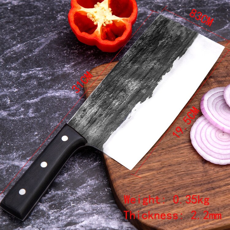 Handmade Forged Kitchen Santoku Knife Carbon Steel Forged Chinese Knife Meat Cleaver Chopper Kitchen Knives Chef Cooking Tools: Default Title