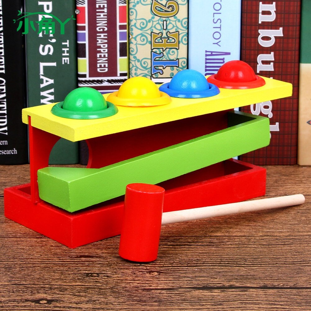 Træ matchende farve bunke hånd hammer kugle kasse legetøj forældre-barn interaktivt legetøj tidlig læring uddannelsesmæssige baby legetøj