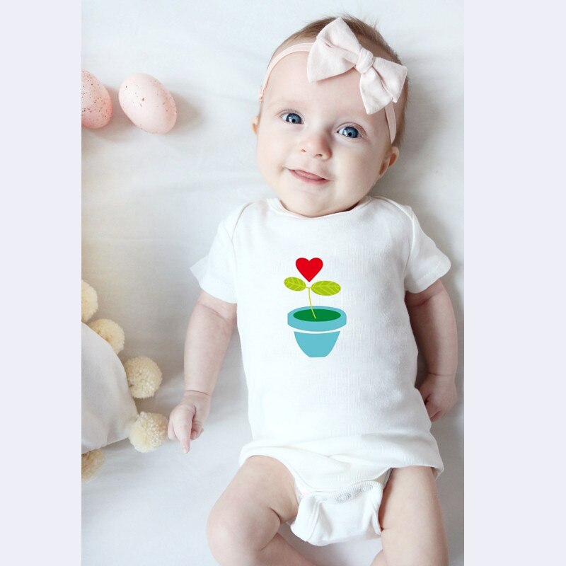 Plants Love Print Baby Onesie Cotton Newborn Baby Girl Boy Short Sleeve Romper Summer Baby Clothes 0-24M