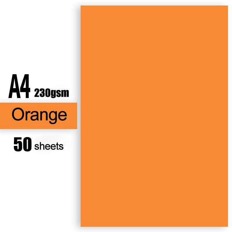 230gsm 50 Sheets Kids Paperboard Multicolor Specialty Paper Handmade Cardstock Craft Paper: Orange