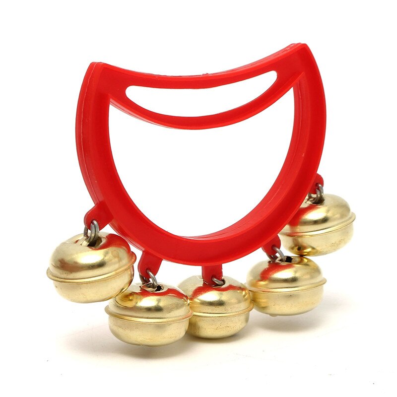 Jingle bells 1 stk håndholdt kane flerfarvet plast-metal 8.5 x 5.5cm børn håndklokke pædagogisk legetøj musikinstrument