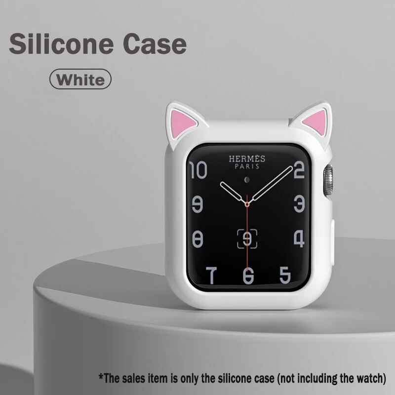 Watch Protection Cover For iWatch Series 3 2 42mm 38mm Soft Silicone Cartoon Cat Ears Case For Apple Watch 4 5 6 Se 40mm 44mm