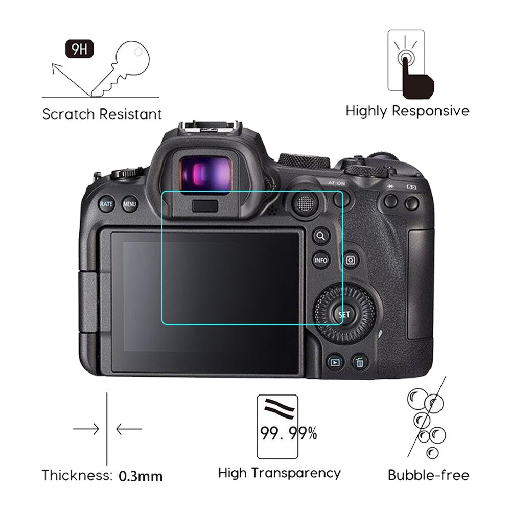 2 stk 2.5d 9h klart hærdet glas til canon eos  r6 r5 digitalkamera skærmbeskytter lcd anti-ridse vandtæt film eos  r6