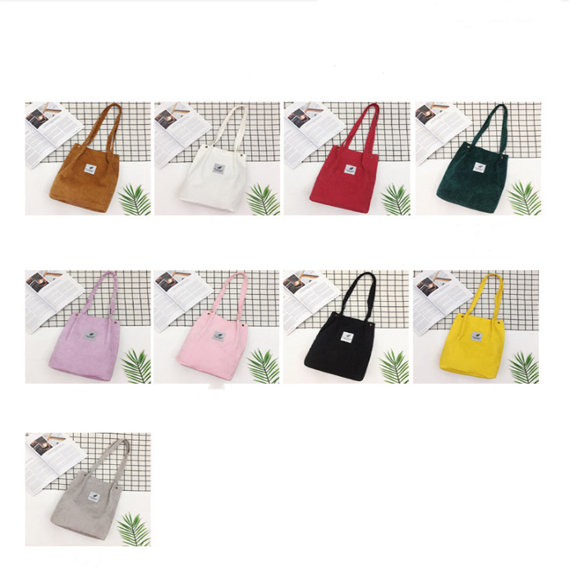 Vrouwen Corduroy Canvas Tote Handtas Vrouwelijke Doek Schoudertassen Jonge Dames Toevallige Boodschappentas Meisjes Herbruikbare Zakken Vouwen