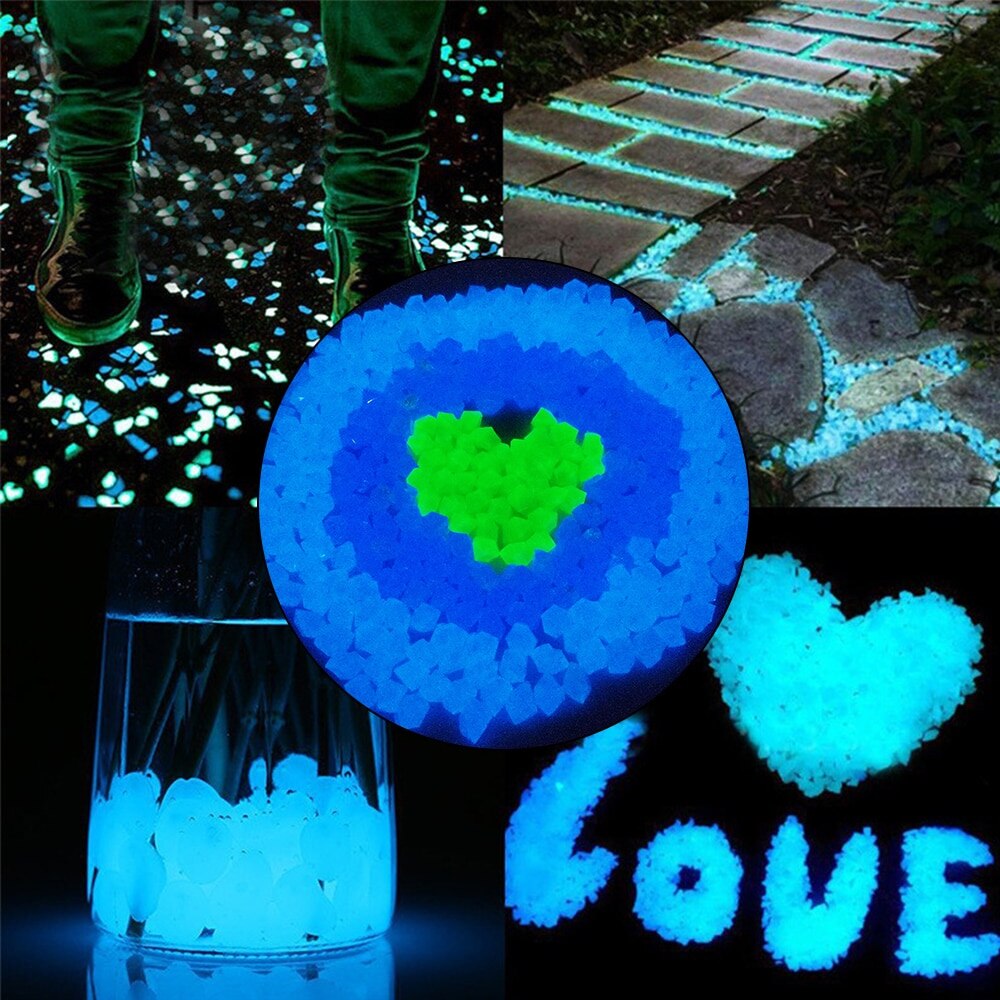 300 stuks/pak donkerkleurige decoratieve buitenaquarium viskom stenen lichtgevende kleine stenen tuindecoratie lichtgevende steen*^*