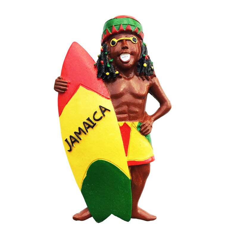 Jamaica Koelkast Magneten Toeristische Souvenirs Vuile Gevlochten Hand Drum Surfen Decoratieve Hars Ambachten Home Decor