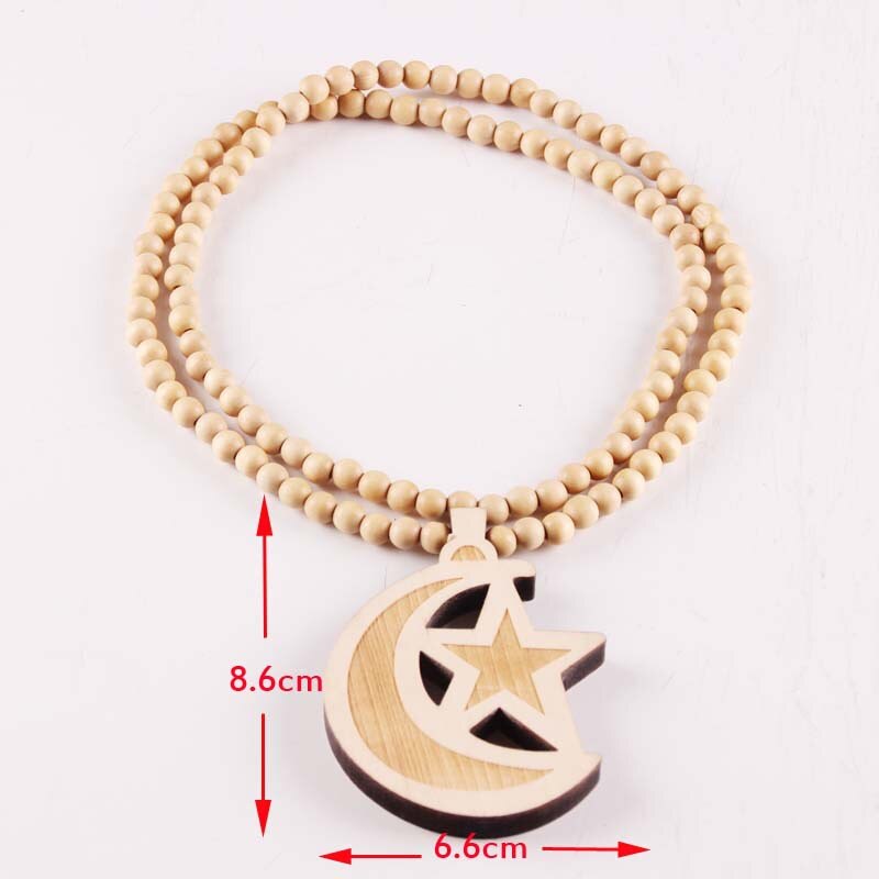 Hiphop stijl Neckalce Europa retro Houten Pentagram half moon model ketting Hangende